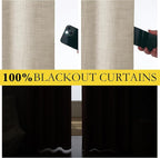 NICETOWN Taupe 100% Blackout Linen Curtains 72 inch Long Burg, Farmhouse Thick - Image 3