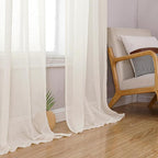 Simplebrand Natural Linen Textured Sheer Curtains 63 Inch Length 2 Panels - Image 7