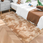 Super Soft Fluffy Living Room Area Rugs 2x5 ft Tie-Dyed Beige Shaggy Furry by JiaoBaba