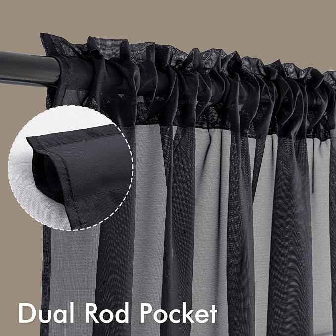 MIULEE Short Curtains 30 Inches Long, 4 Panels Set, Light Filtering Half Window - Image 3