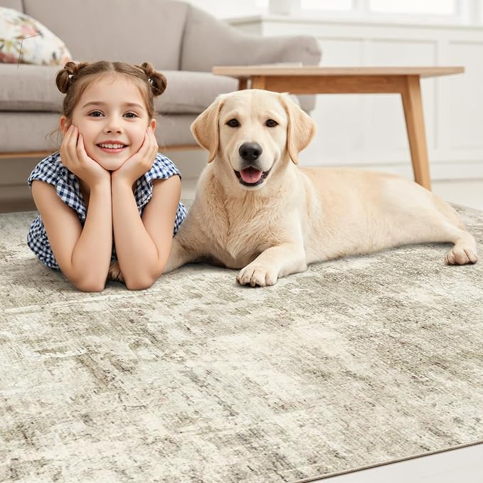 10x14 Area Rugs for Living Room, Non Slip Machine Washable Vintage Carpets - Image 9