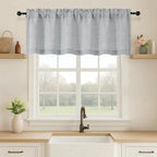 OVZME Grey Valance for Windows, Light Filtering Faux Linen Textured Small by OVZME