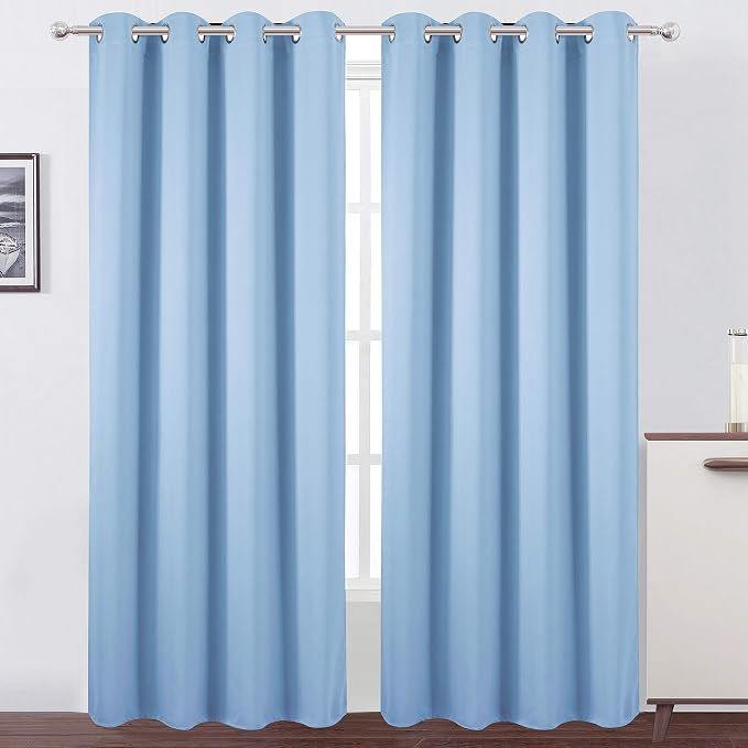 LEMOMO Blackout Curtains 66 x 84 inch/Sky Blue Curtains Set of 2 Panels/Thermal by Lemomo