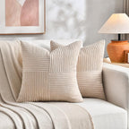 Fancy Homi 2 Packs Tan Samll Decorative Throw Pillow Covers 12x12 Inch - Image 5