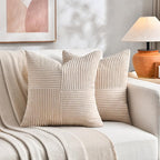 Fancy Homi 2 Packs Tan Samll Decorative Throw Pillow Covers 14x14 Inch - Image 5