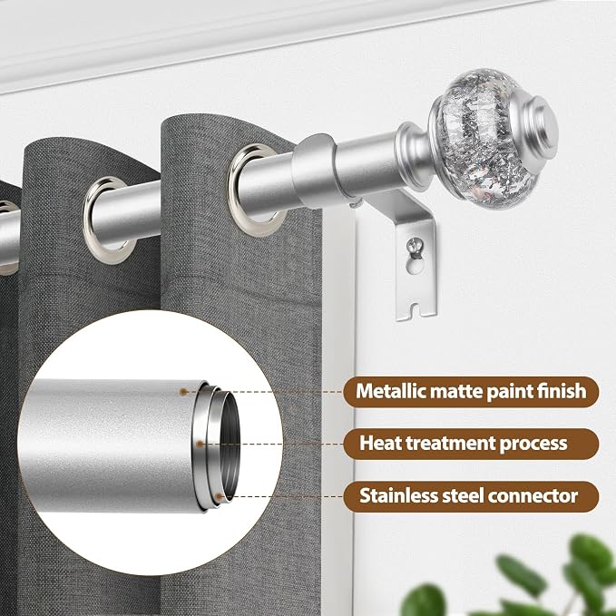 2 Pack Curtain Rod 32 to 58 Inches, USFOOK 7/8 Inch Telescoping Splicing - Image 4