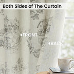 Yakamok Grey Floral Linen Curtains - Image 3
