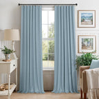 Dusty Blue Blackout Curtains for Nursery 54 Inch Length 2 Panel Chic Linen Look - Image 9