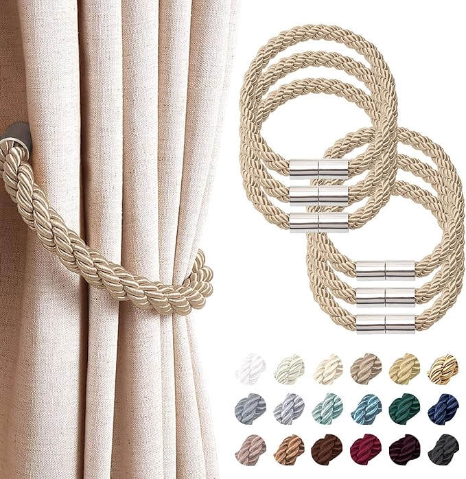 NICEEC 6 Pack Strong Magnetic Curtain Tiebacks Modern Simple Style Drape Tie by NICEEC