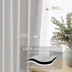 Guken Natural Extra Long 100% Black Out Curtains 120 Inch Length 2 Panels Set - Image 4