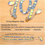 PEDOBO Magnetic Curtain Tiebacks, 2 Pack Crystal Beaded Sun & Moon Pendants - Image 3