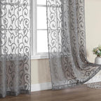 OWENIE Furman Sheer Charcoal Gray Curtains 84 inches Long - Image 5