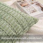 Pack of 2 Christmas Green Corduroy Decorative Throw Pillow Covers 18x18 - Image 3
