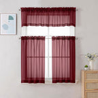 Chyhomenyc Sheer Valances for Windows 2 Pack, 42W x 14L inches Small Window - Image 2