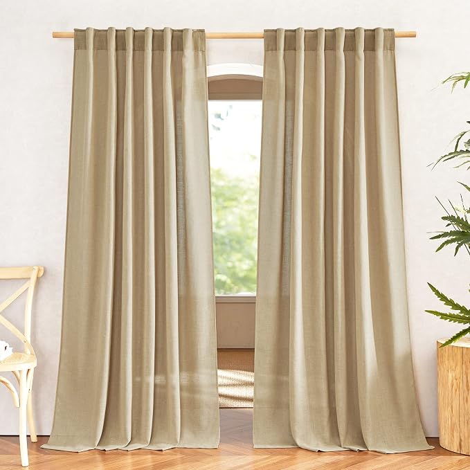NICETOWN Linen Brown Curtains & Drapes Privacy by NICETOWN
