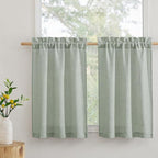RYB HOME Cafe Curtains 24 inches Length, Linen Sheer Short Curtains by RYBHOME