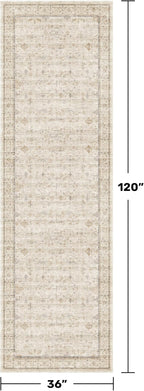 Beige 3x10 Washable Long Hallway Runner Rug Non Slip, Stain & Fade Resistant - Image 2