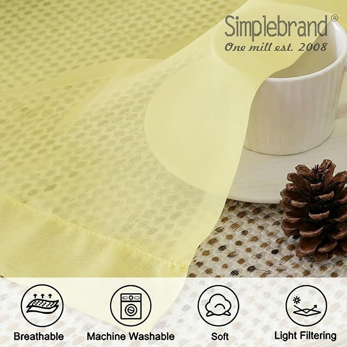 Simplebrand Light Yellow Short Sheer Curtains 45 Inch Length - Image 5