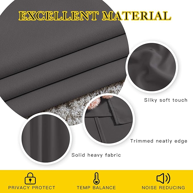 NICETOWN Grey Room Darkening Curtains Blackout 40 inch Curtains - Image 5