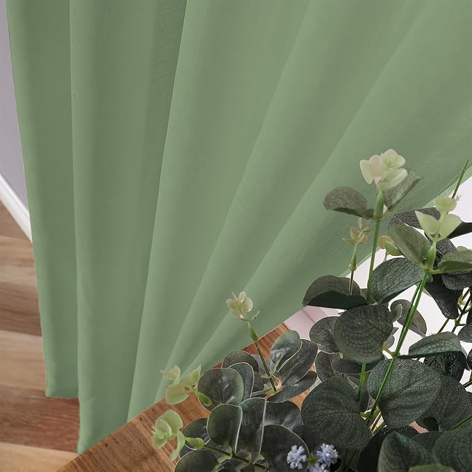 Tollpiz Sheer Curtains Living Room Linen Textured Curtain Sheers Light - Image 3
