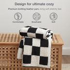 EXQ Home Checkered Throw Blanket, Knitted Blankets - Image 5