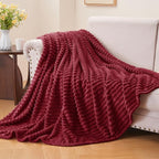 BEDELITE Fleece Blanket Twin Size – 3D Ribbed Jacquard Soft and Warm Decorative - Image 2