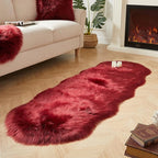 AMTOVO Faux Sheepskin Rug, Burgundy Ultra Soft Fluffy Shag Area Rug, 2 x 6 ft - Image 4