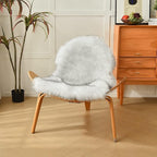 duduta White Black Faux Sheepskin Throw Rug 2x3 ft, Fluffy Shag Fur Chair Cover - Image 5