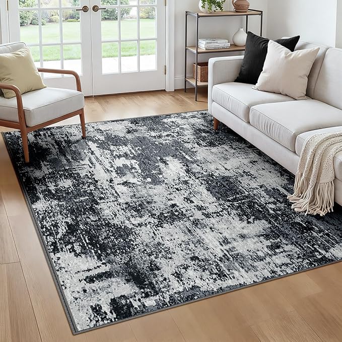 Washable Area Rugs Square 6ft Non-Slip Modern Abstract Soft by RELEANY