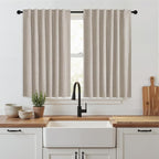 RYB HOME Natural Beige 100% Blackout Short Curtains 45 inch Length 52 Width by RYBHOME