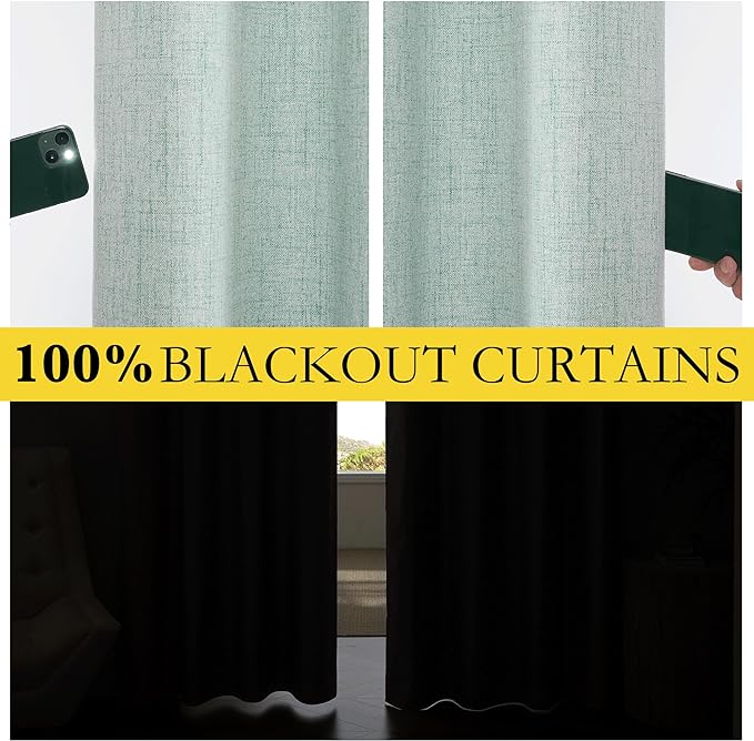 NICETOWN 100% Absolutely Blackout Linen Curtains - Image 3