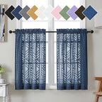 Simplebrand Navy Blue Sheer Kitchen Curtains 36 Inch Length Tier Curtains 2 by Simplebrand