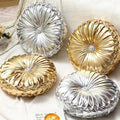 Kathfly Set of 4 Decorative Round Pleated Throw Pillows, Classy Velvet Pumpkin by Kathfly