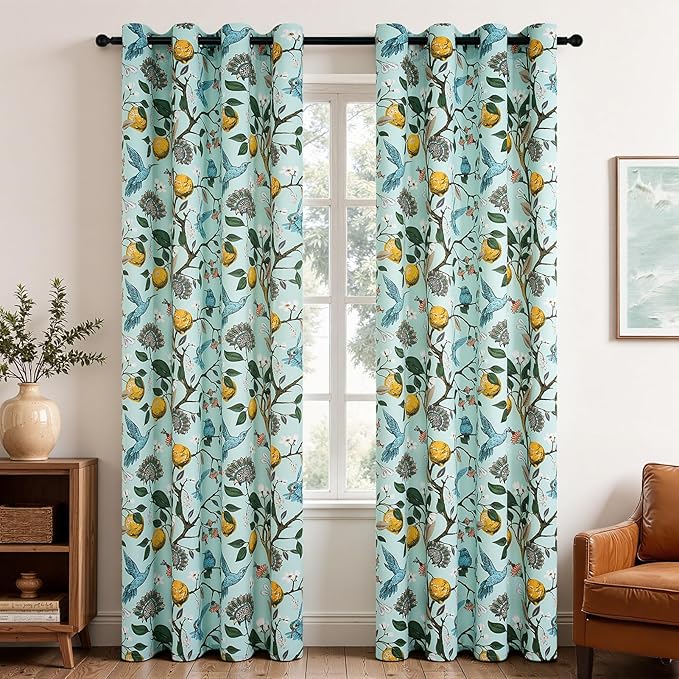 Topfinel 90 Inches Long Curtains Mint Green Whimsical Woodland Leaf Jungle - Image 9
