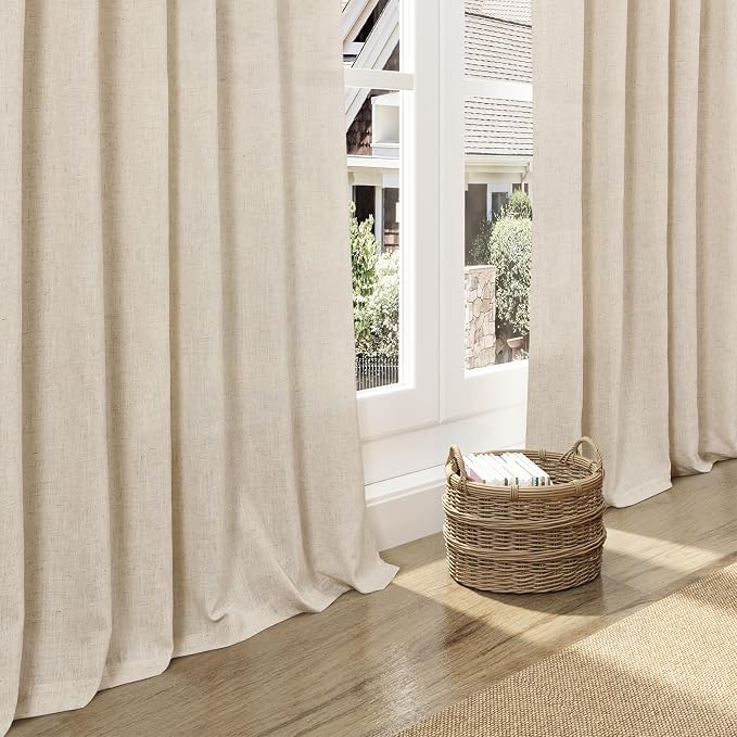 Cream Beige Linen 144 Inch Curtains - Image 5