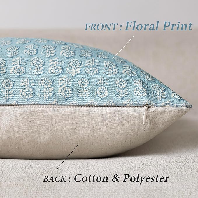 Foindtower Set of 2 Decorative Neutral Floral Print Throw Pillow Covers Vintage - Image 2