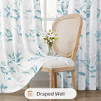 HOMEIDEAS Non-See-Through Teal and White Privacy Sheer Curtains 52 X 63 Inch - Image 4