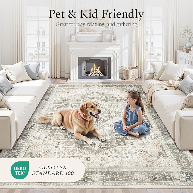 Rugflix 5x7 Area Rugs for Living Room, Machine Washable Rug Non Slip Stain - Image 5