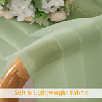 Gwine Light Green Sheer Curtain Tiers 24 Inch Length, Light Filtering Voile - Image 8