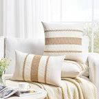 Fancy Homi Set of 1 Boho Neutral Lumbar Decorative Throw Pillow Cover 12x20 Inch - Image 6