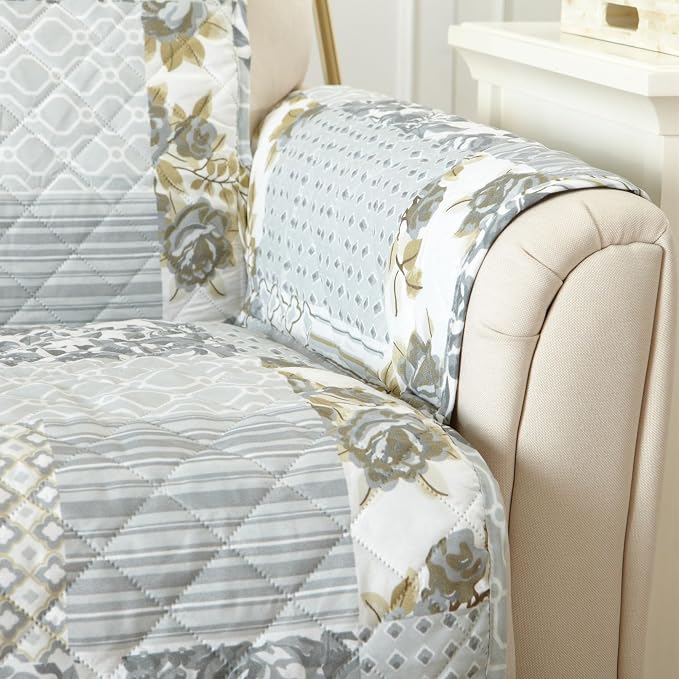 Great Bay Home Reversible Patchwork Loveseat Cover - Image 4