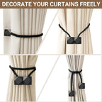Hion Magnetic Curtain Tiebacks Black 2pcs, Curtain Tiebacks Buckles Holdbacks - Image 7
