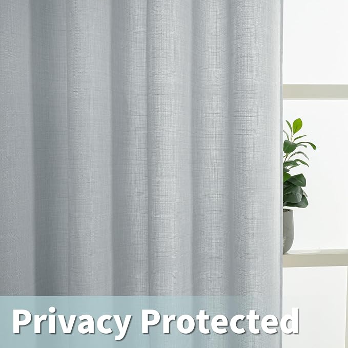 LAMIT Faux Linen Curtains for Bedroom, Light Filtering Panels, Grommet Privacy - Image 4
