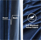 MIULEE 2 Panels Blackout Velvet Curtains Solid Soft Grommet Royal Blue Curtains - Image 3