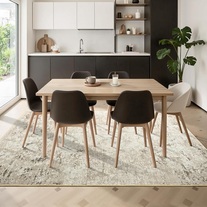 Toneed Abstract Area Rug 7x9 Modern Washable Rug Soft Non Slip Rug Low Pile - Image 5