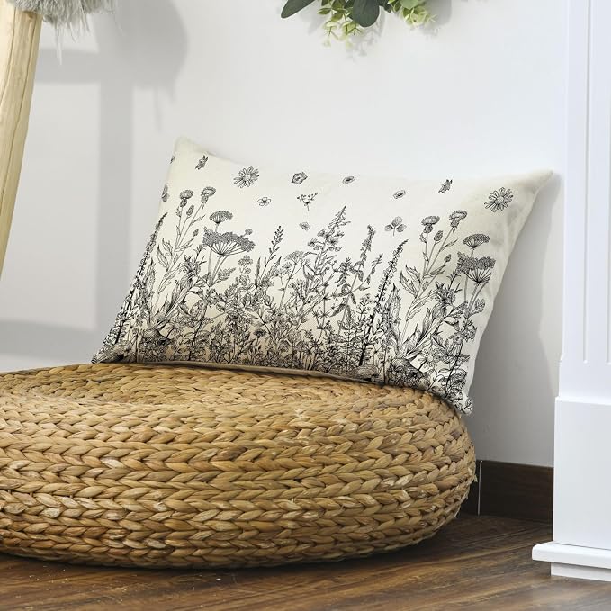 AVOIN colorlife Wildflowers Spring Antique Herbs Throw Pillow Cover, 12 x 20 - Image 4
