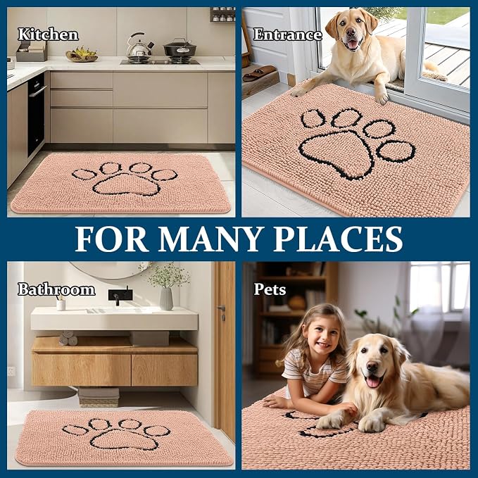 OLANLY Dog Door Mat for Muddy Paws 36x24, Paw Print Design, Absorbs Moisture - Image 8