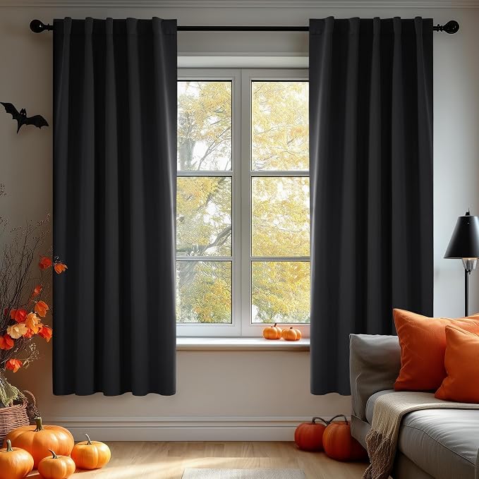 Deconovo Blackout Curtains, Thermal Insulated, W38 x L84 2 Panels, Back Tab by Deconovo