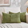 Fancy Homi 2 Packs Moss Green Lumbar Decorative Throw Pillow Covers 12x20 Inch by Fancy+Homi