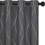 Deconovo Short Curtains Grey, Thermal Insulated Soundproof Drapes, Wave Dots by Deconovo